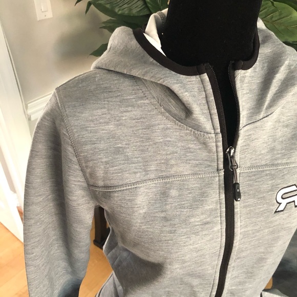 Light Gray Women's Full-Zip Front Tech Hoodie - Picture 6 of 8